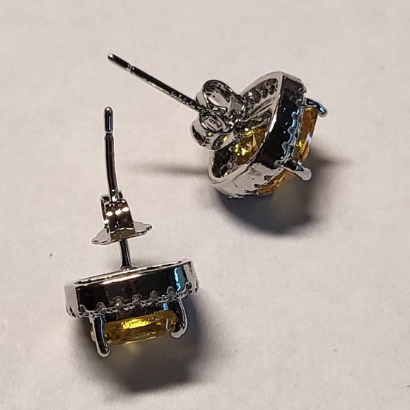 New! Yellow moissanite and zircon earrings in sterling silver, stunning! - Picture 5 of 8